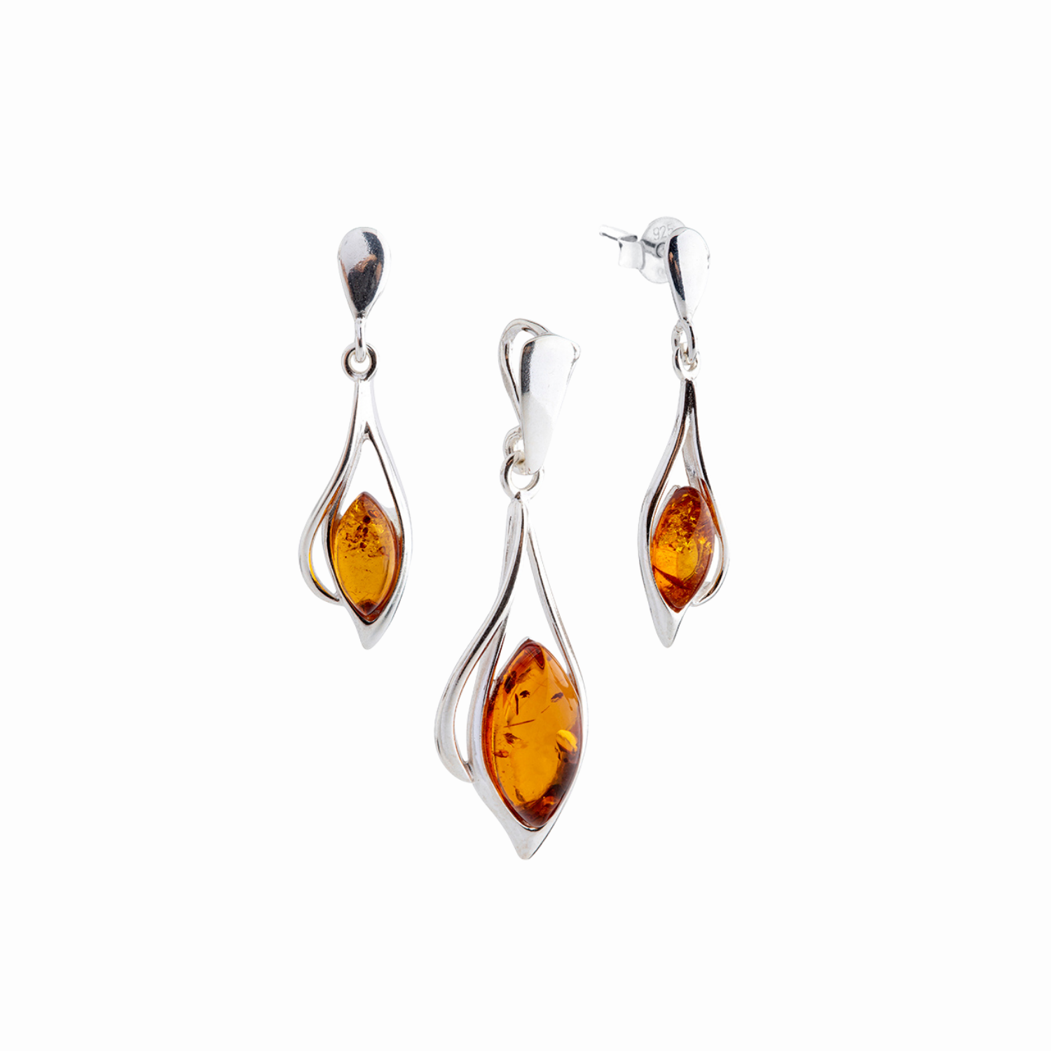 Kehribar Takı Seti Gümüş