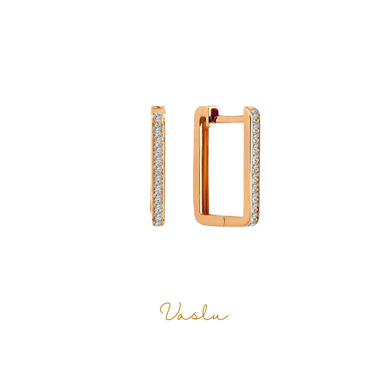 Beyaz Taşlı Dikdörtgen Küpe