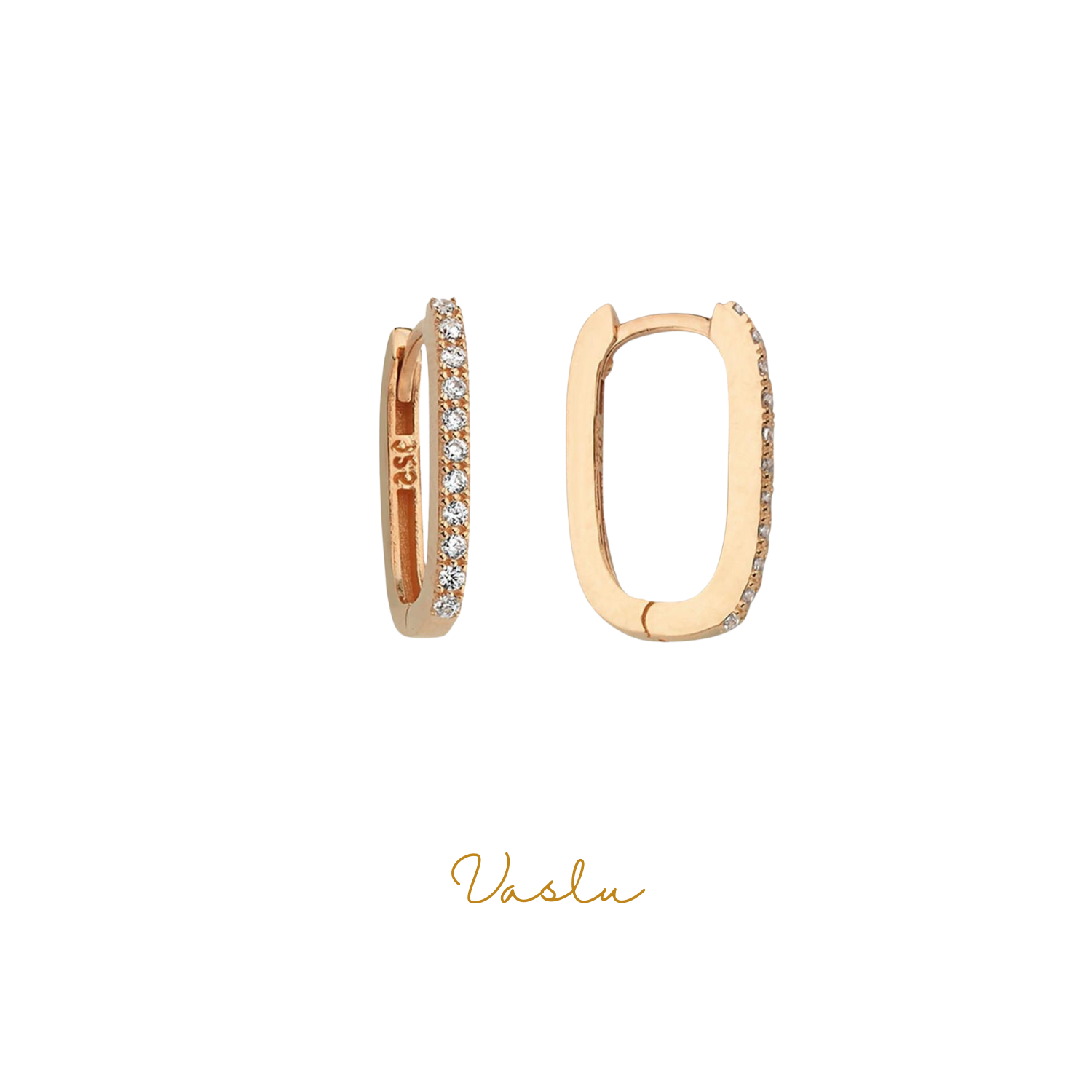 Baget Taşlı Halka Gümüş Küpe