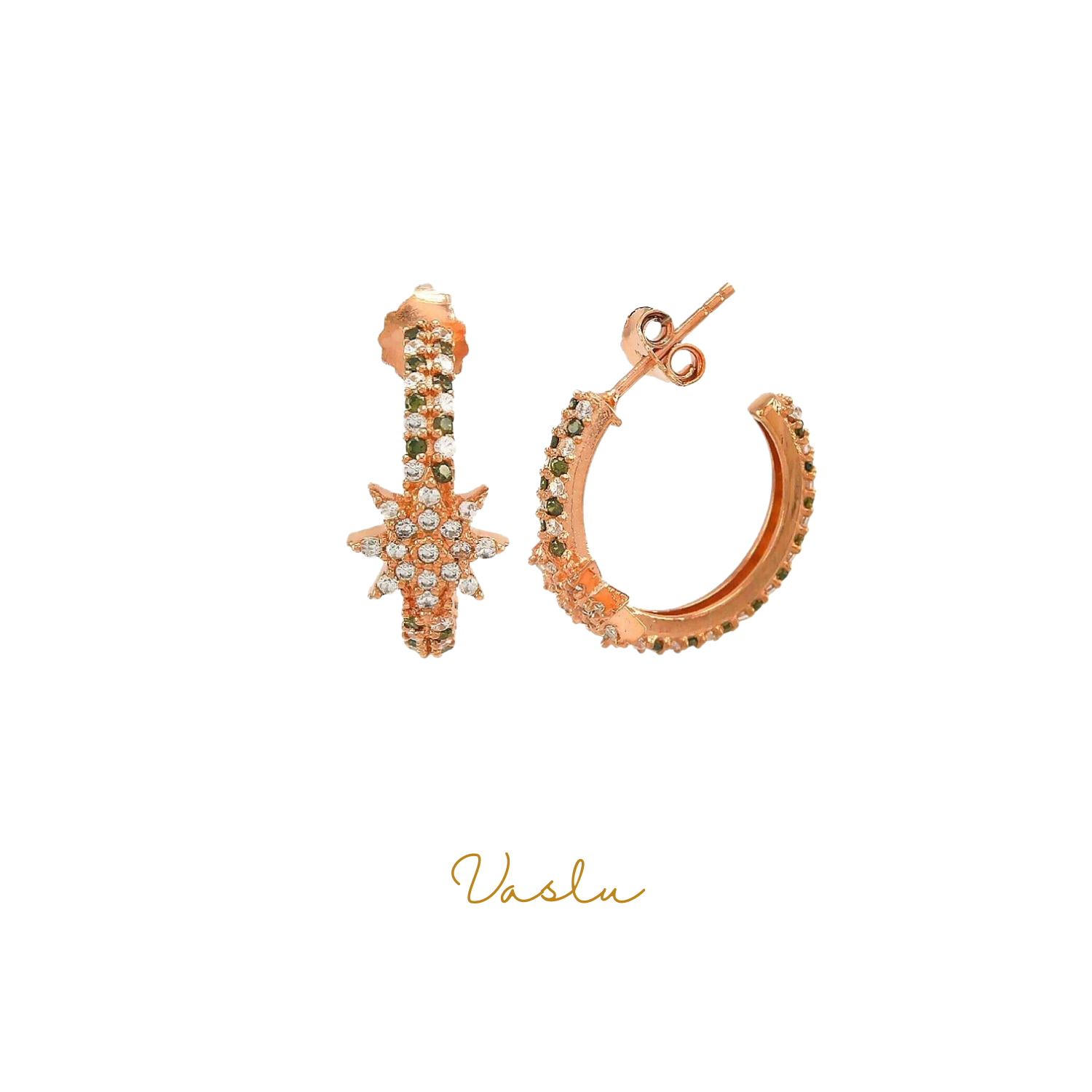 Taşlarla kaplı Güneş Vidalı Halka Küpe