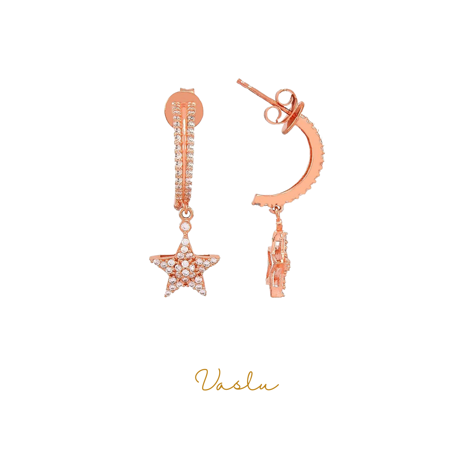 Yarım Halka Çivili Yıldız Küpe