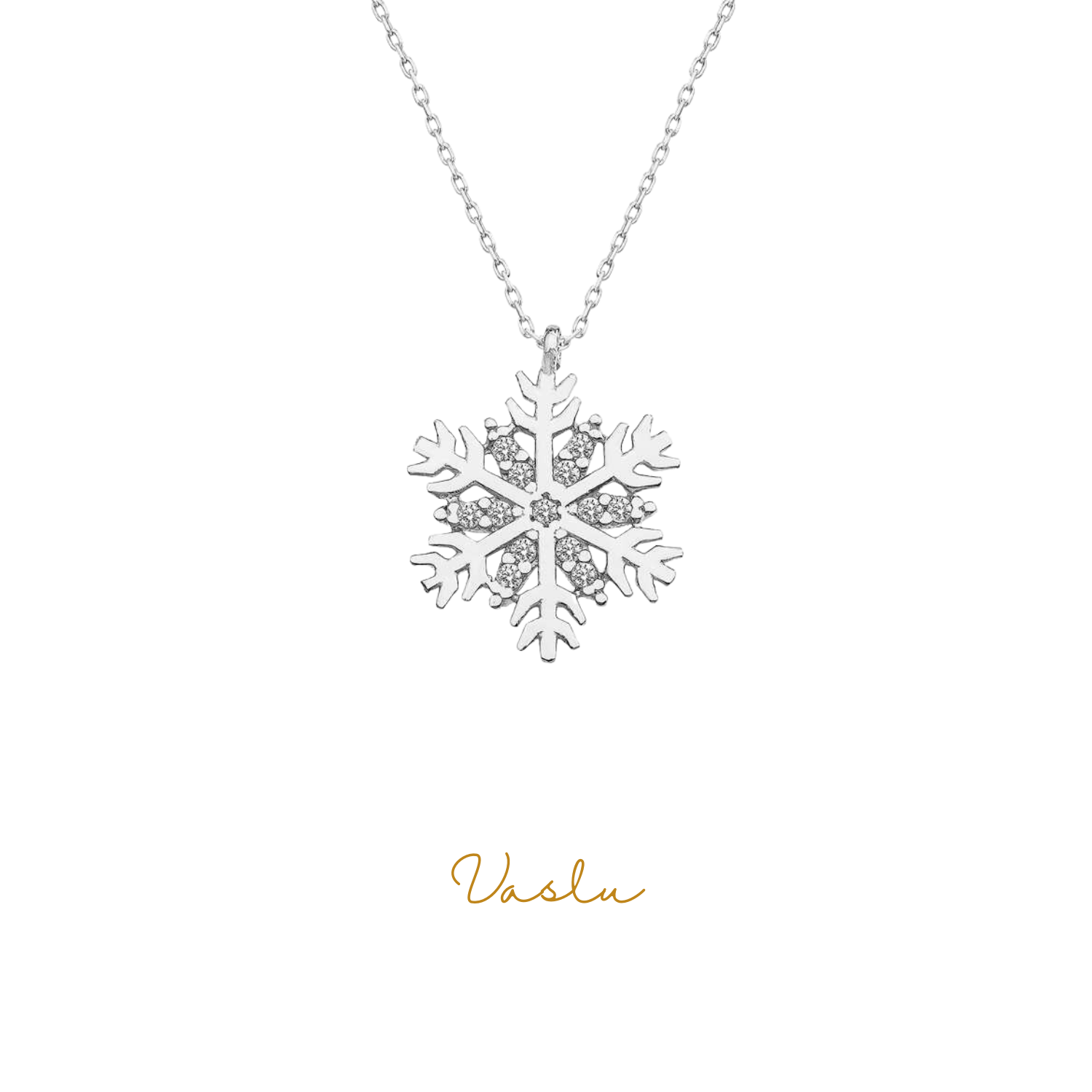 Gümüş Rodyum Kar Tanesi Bayan Kolye
